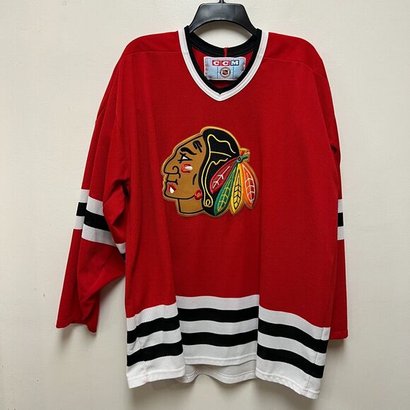 CCM Other - Vintage Chicago Blackhawks CCM NHL Maska Jersey Size XL Nhl Sewn 90s Red Patch